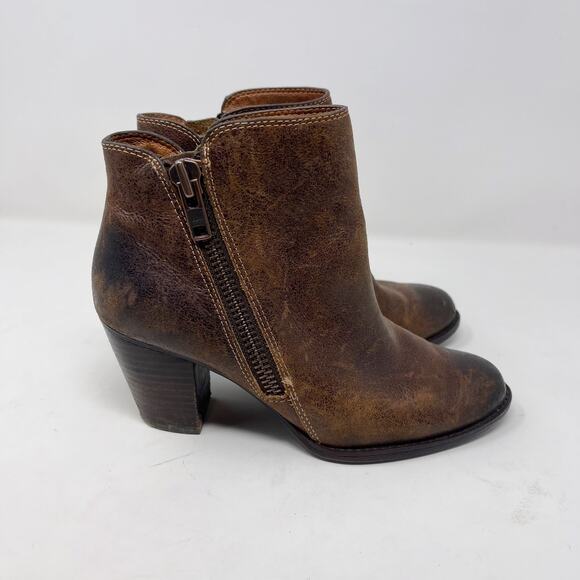 Sofft Womens 6.5 Brown Distressed Side Exposed Zip Ankle Booties Boot Leather - Picture 2 of 12